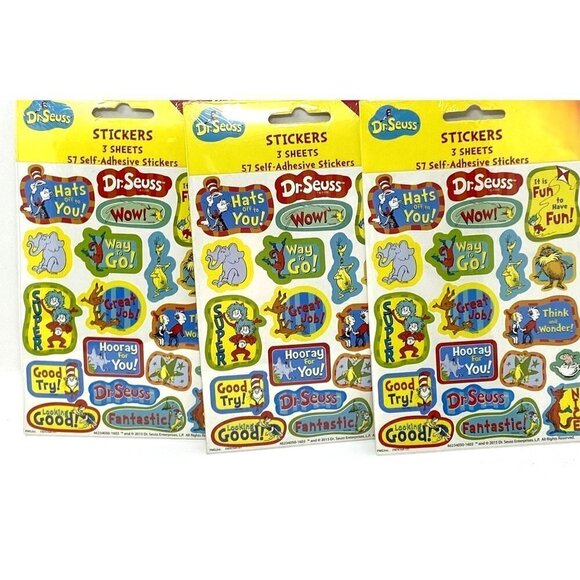 Dr. Seuss 3-Pack Stickers Teachers Students Classroom School - Picture 1 of 4